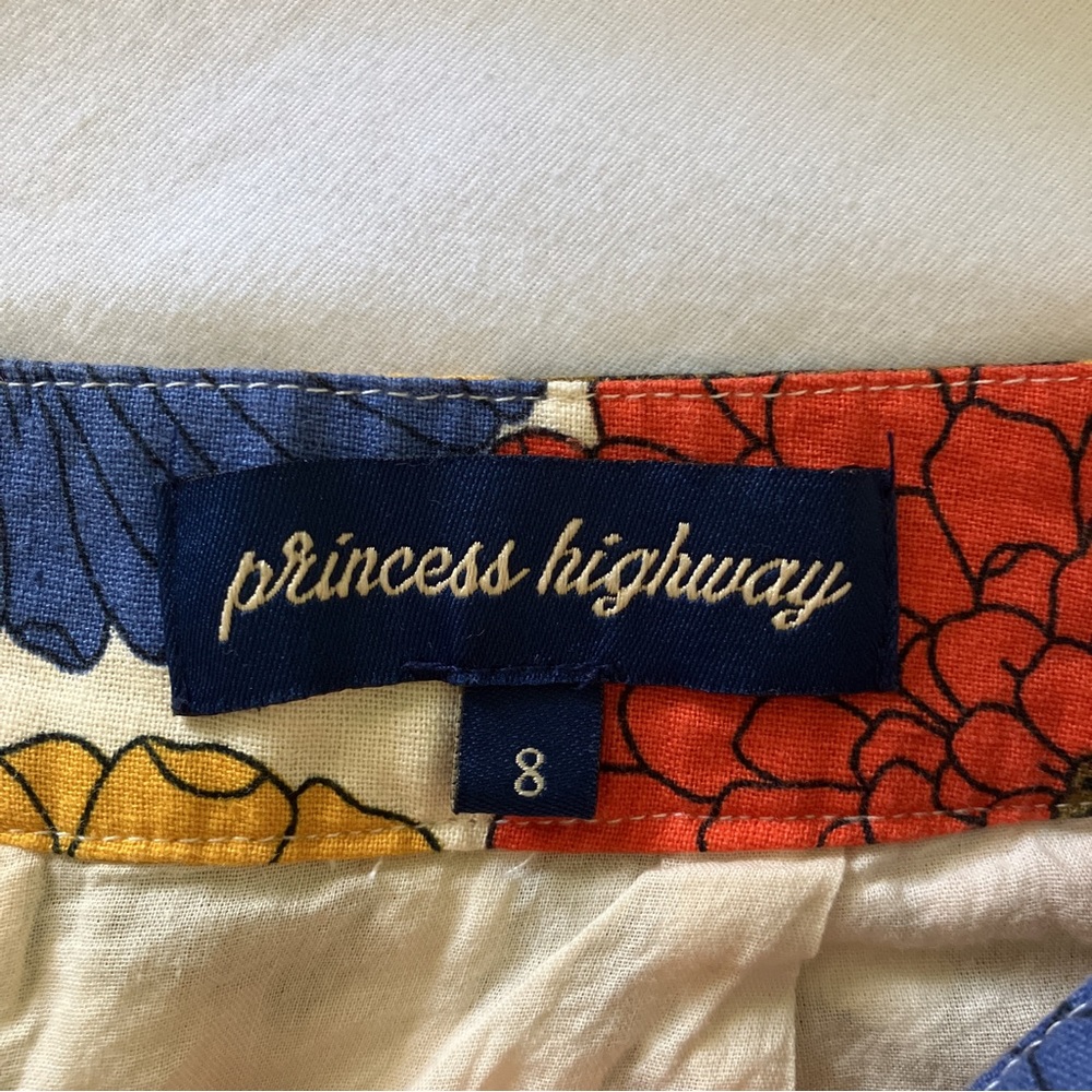 PRINCESS HIGHWAY Modcloth Floral Linen Cotton Multicolor Mini Skirt US 4/AUS 8 - Picture 3 of 3